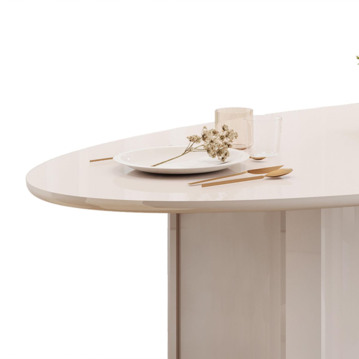 DI PORETTI - Juego de comedor LIZ 8 Sillas Mesa Ovalada 218x108.5x80 cm Blanco