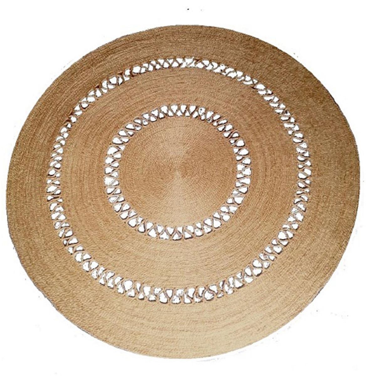 DECOGREEN - Alfombra Redonda Mandala 155x155 cm Fibra Natural