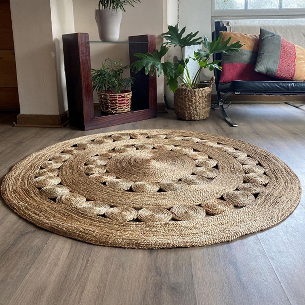 DECOGREEN - Alfombra Redonda Delhi 122x122 cm Fibra Natural