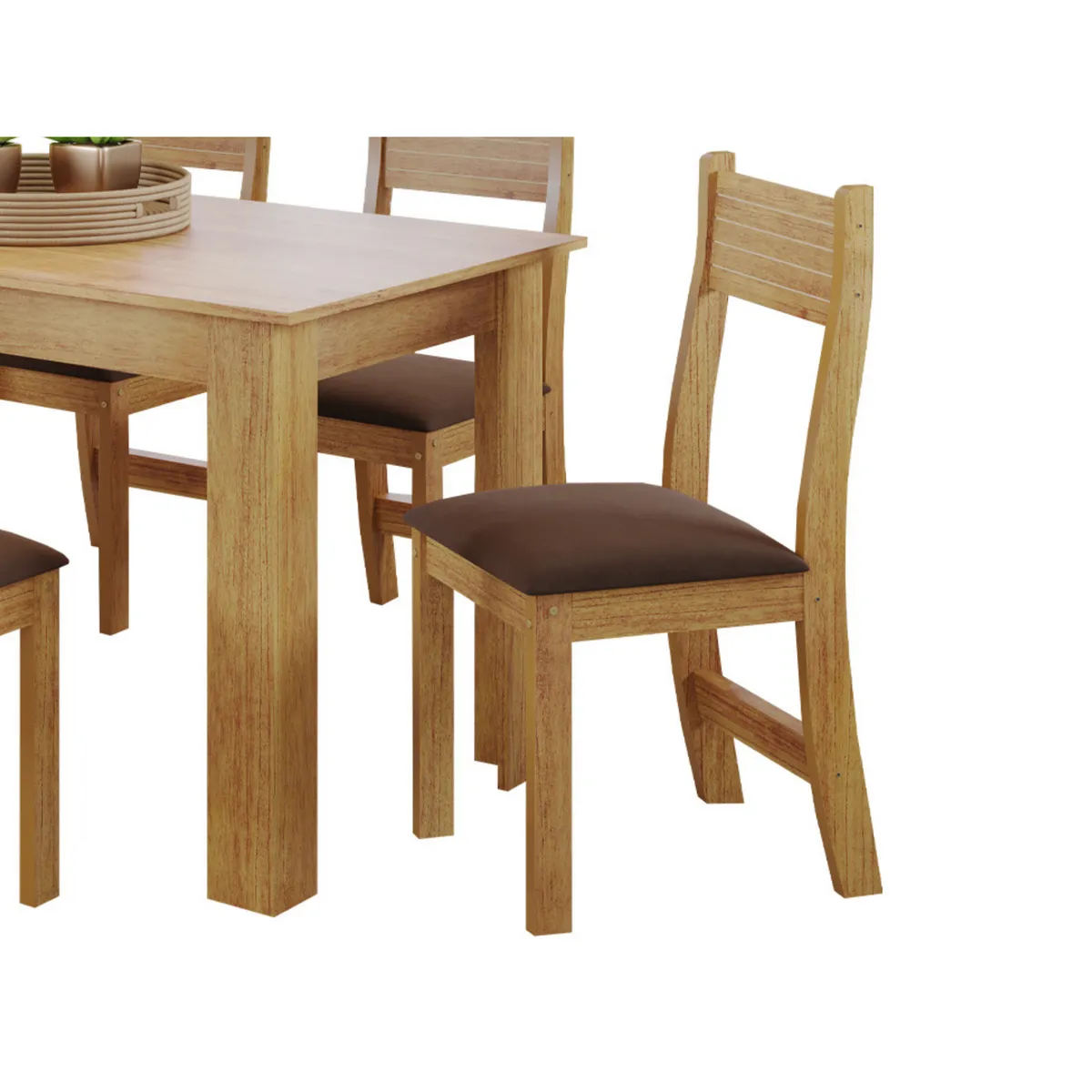 ALTAVISION - Juego de comedor Violeta 6 Sillas Mesa Rectangular 75x136x76,5 cm Café claro