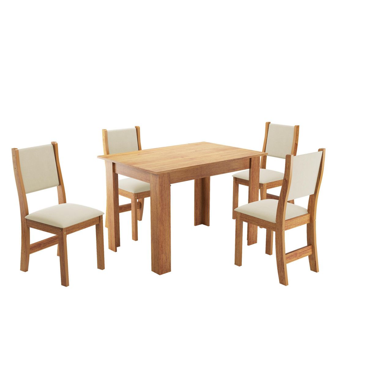 ALTAVISION - Juego de comedor Palace 4 Sillas Mesa Rectangular 110x75.6x75 cm Café claro