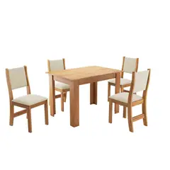 ALTAVISION - Juego de comedor Palace 4 Sillas Mesa Rectangular 110x75.6x75 cm Café claro