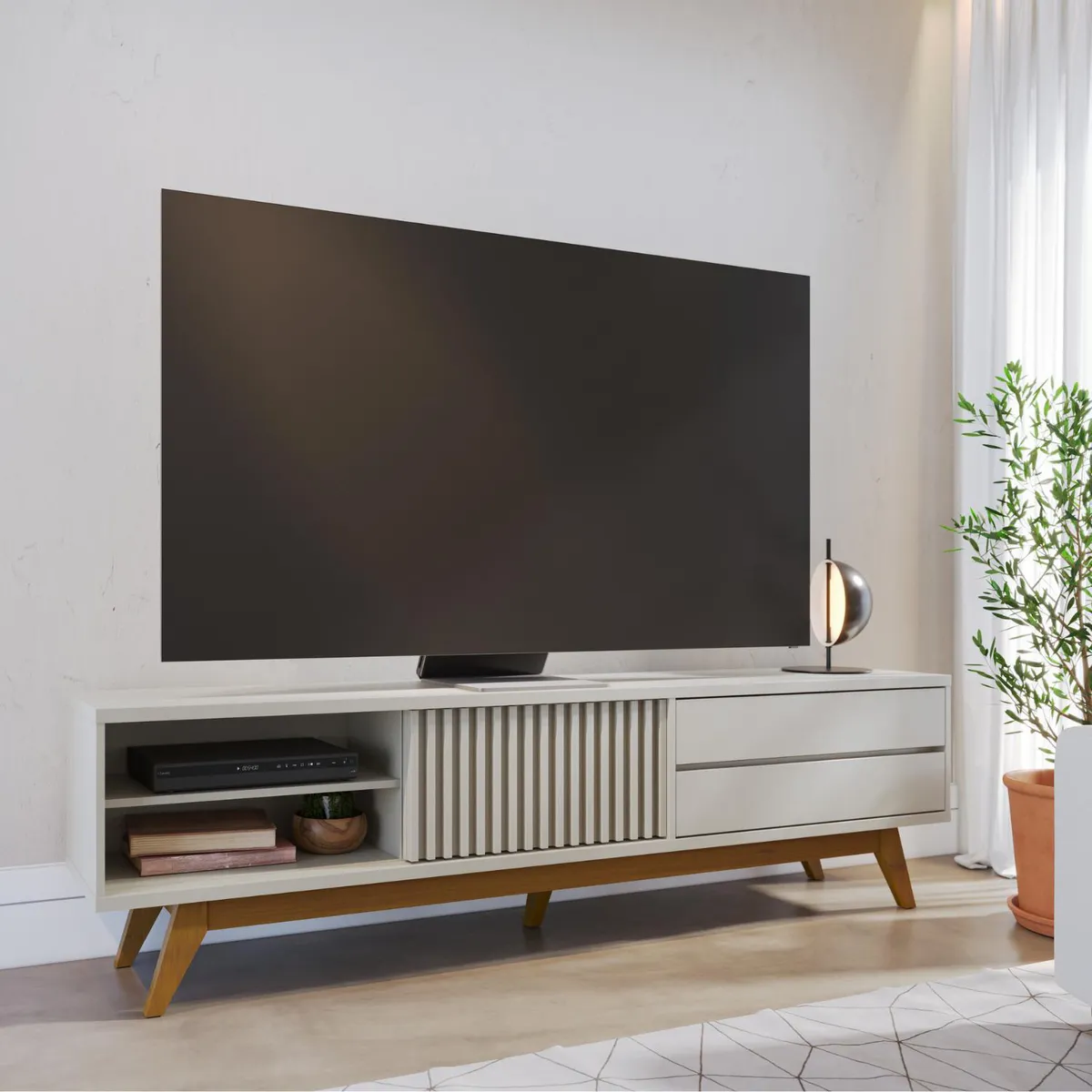 ONESSTA - Rack TV 75 " Venezza OFF White/Freijo 200x55.2x37.3 cm