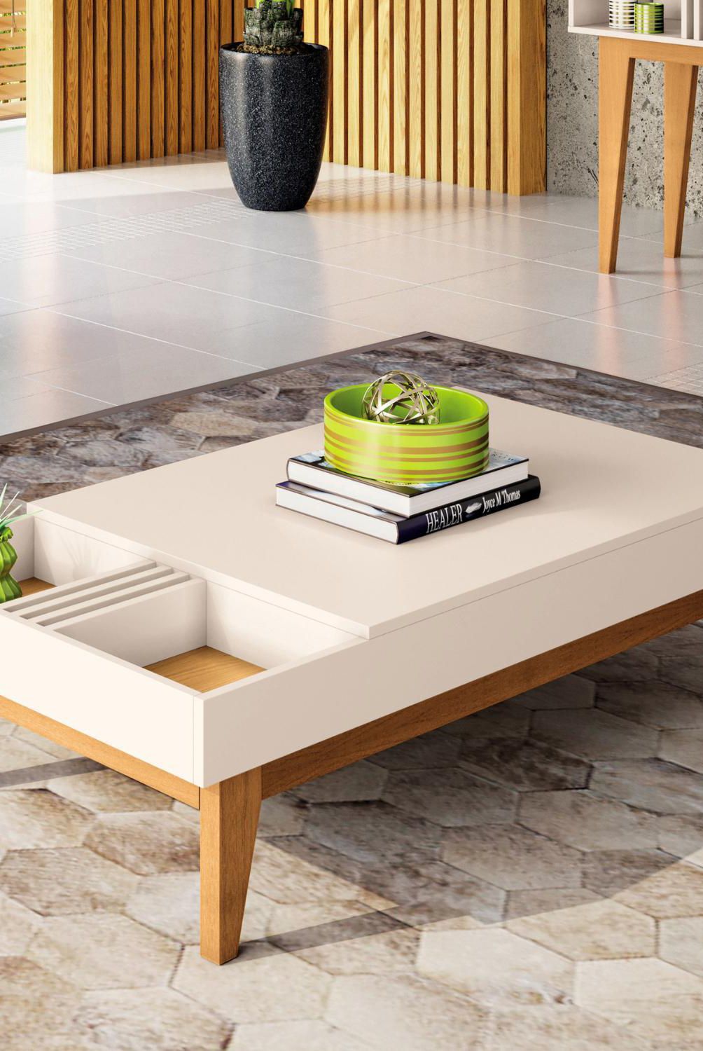 ONESSTA - Mesa de centro Vitta OFF White 60x117x32 cm