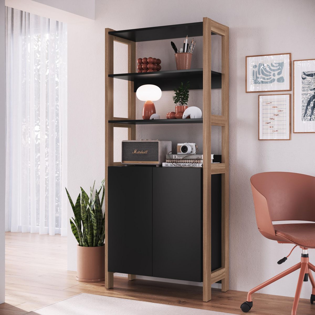 BE DESIGN - Estante MDP 3 Nivel(es) 73x170.5x35 cm Negro castaño