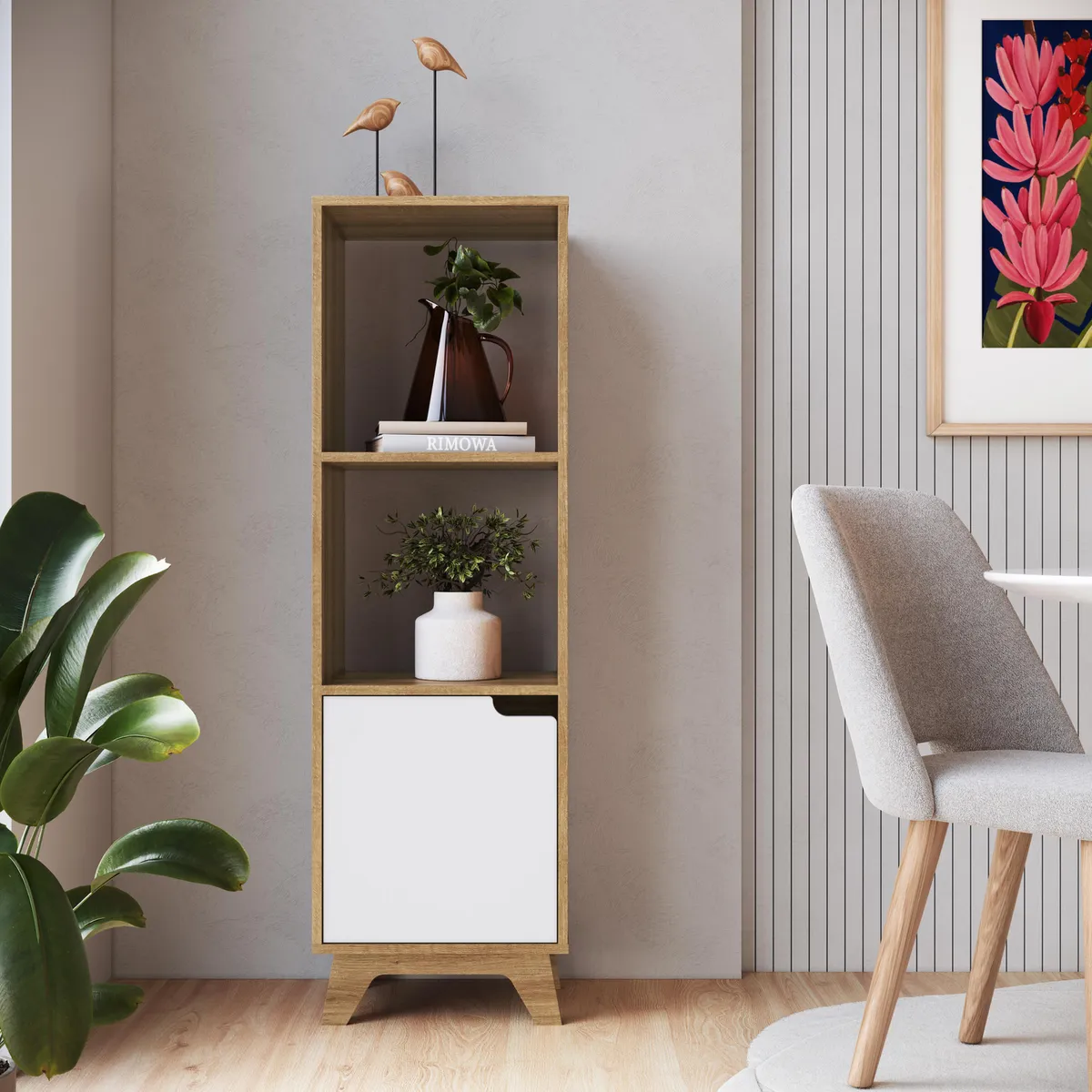 BE DESIGN - Estante MDP 2 Nivel(es) 36.8x130x33.5 cm Miel blanco