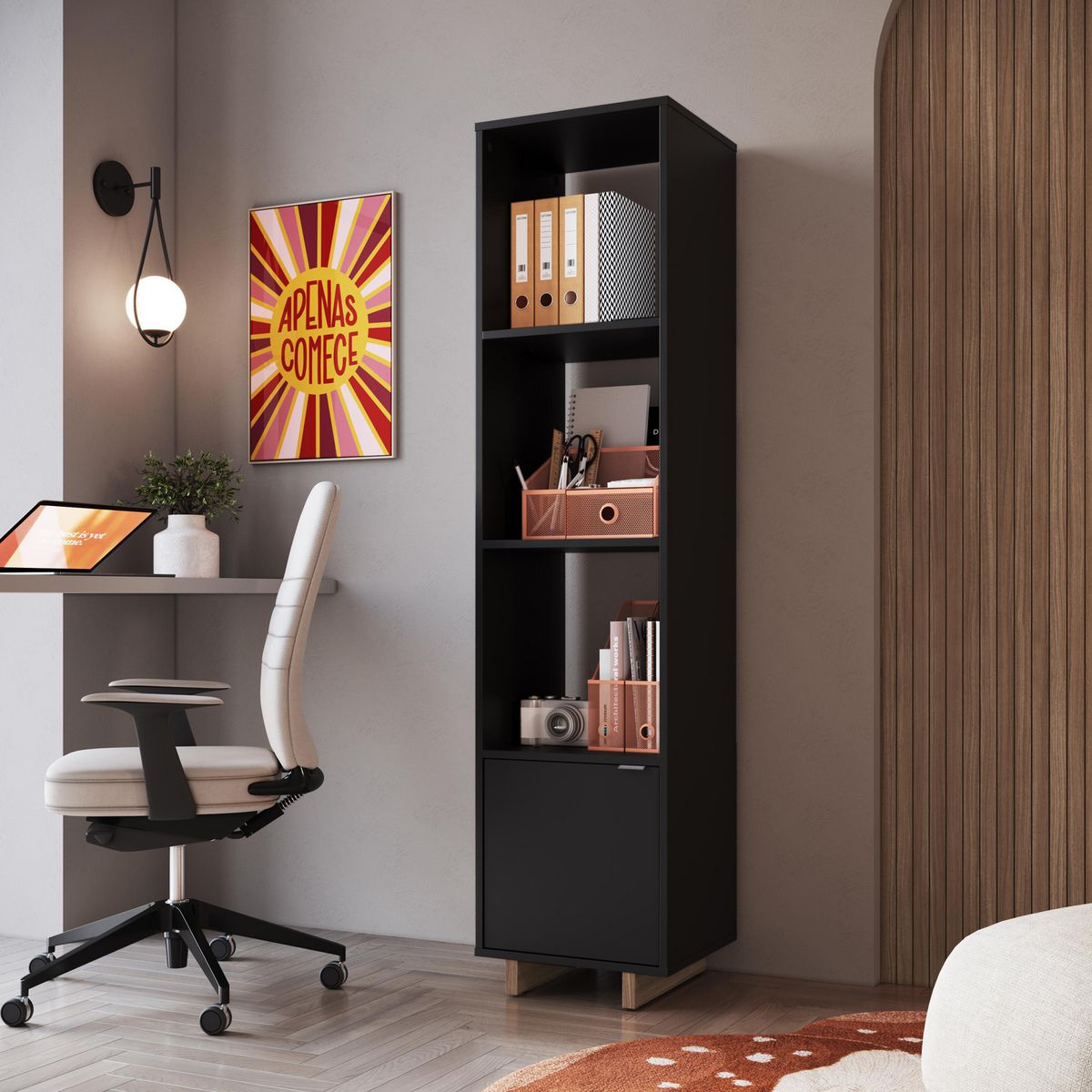 BE DESIGN - Estante MDP Nivel(es) 39.2x163.5x36 cm Negro