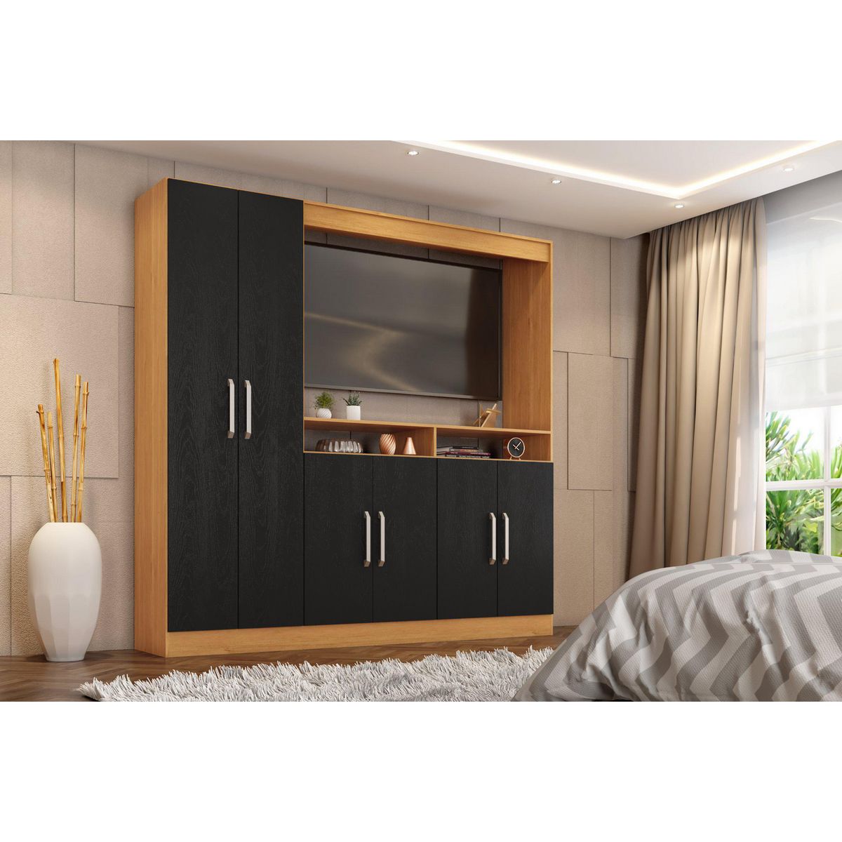 BE DESIGN - Rack TV 50 " 8640600280 Negro caramelo 169x174.3x37.5 cm