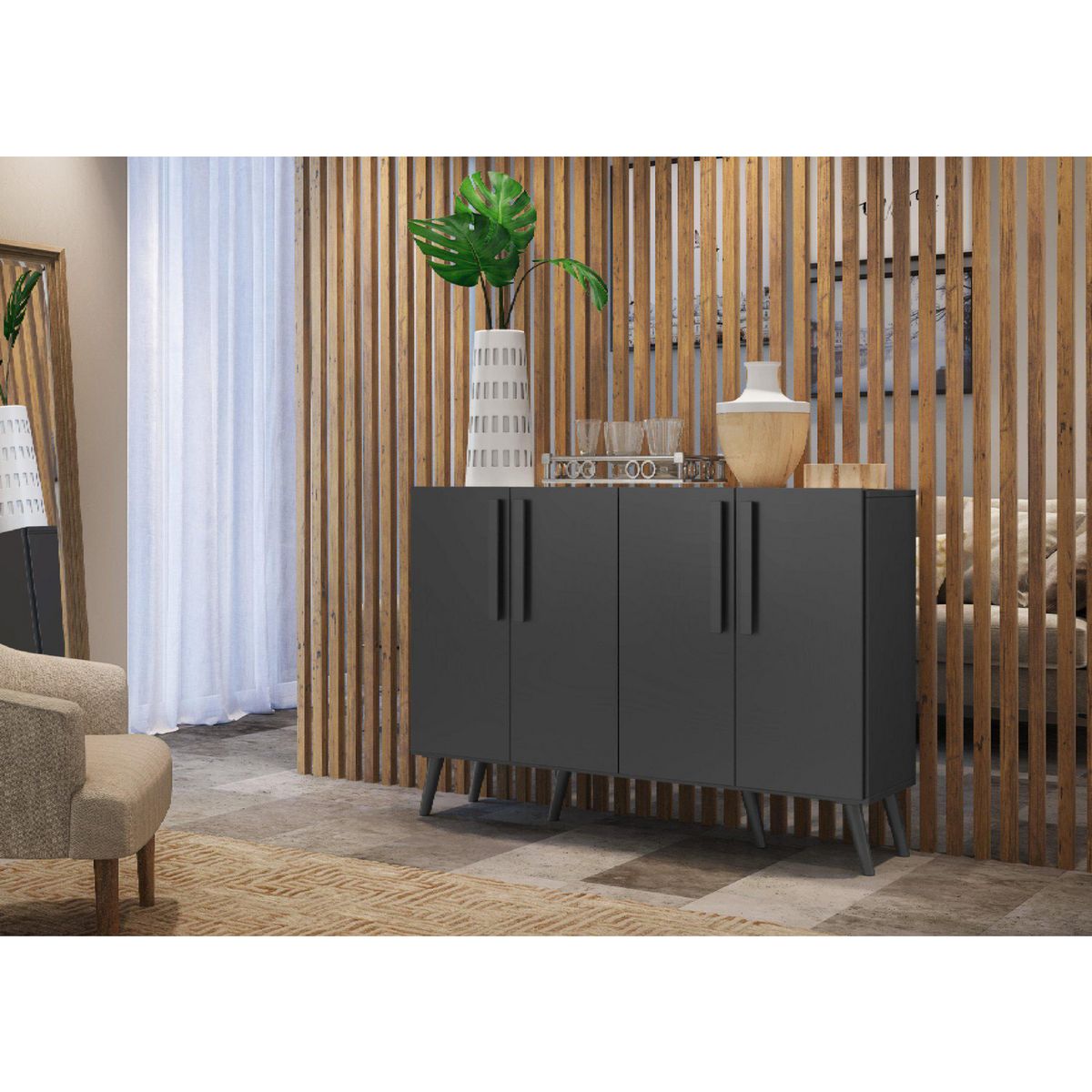 BE DESIGN - Buffet MP3606.0005 Negro 123x32x85 cm