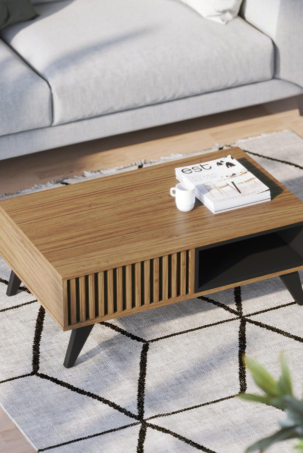 ONESSTA - Mesa de centro Jeri Preto/Noce 54x90.5x35.2 cm
