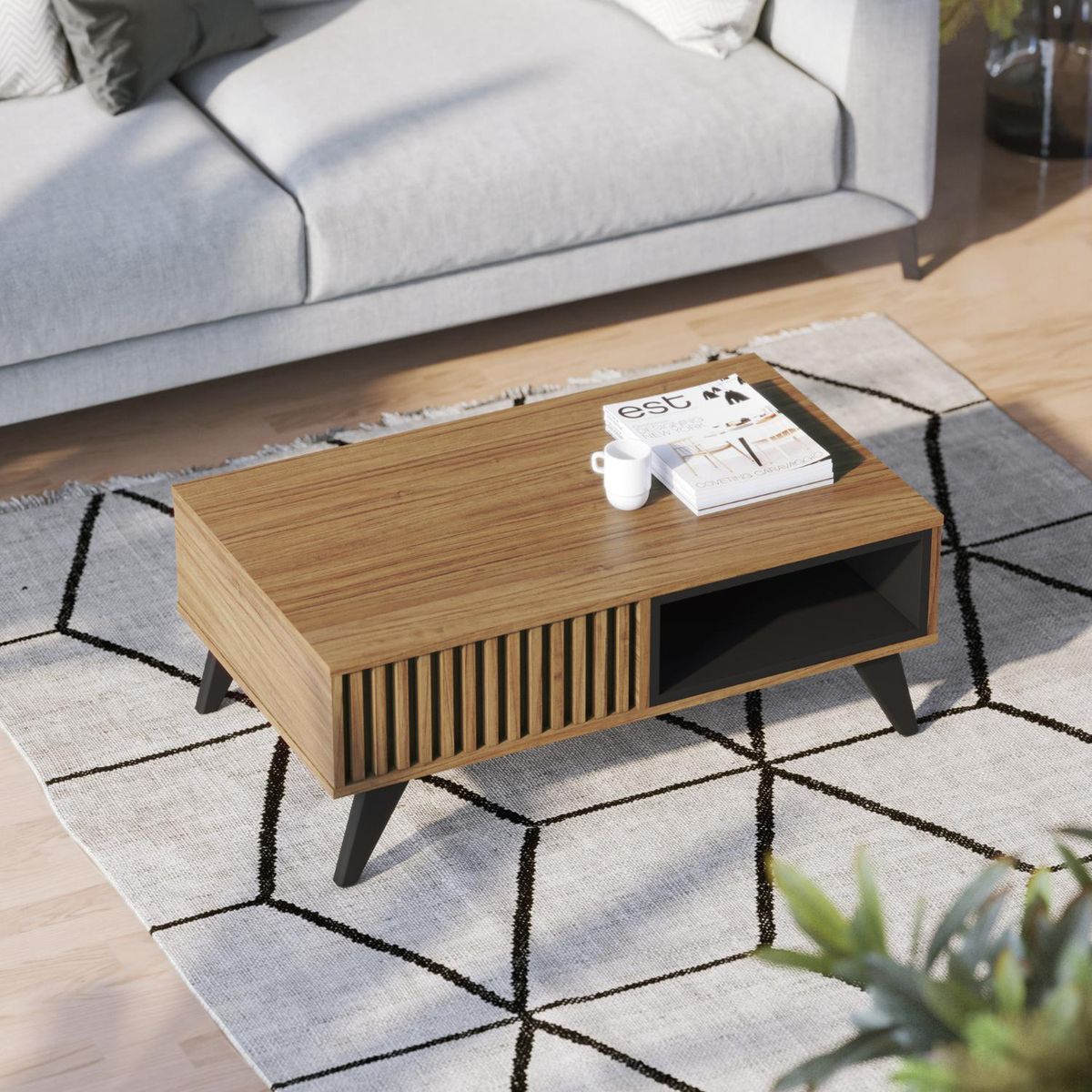 ONESSTA - Mesa de centro Jeri Preto/Noce 54x90.5x35.2 cm