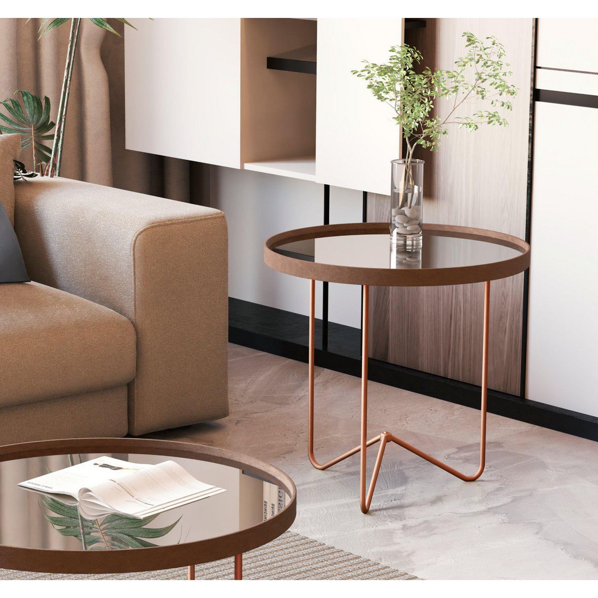 BE DESIGN - Mesa lateral 32554 Bronce 50x50x67 cm