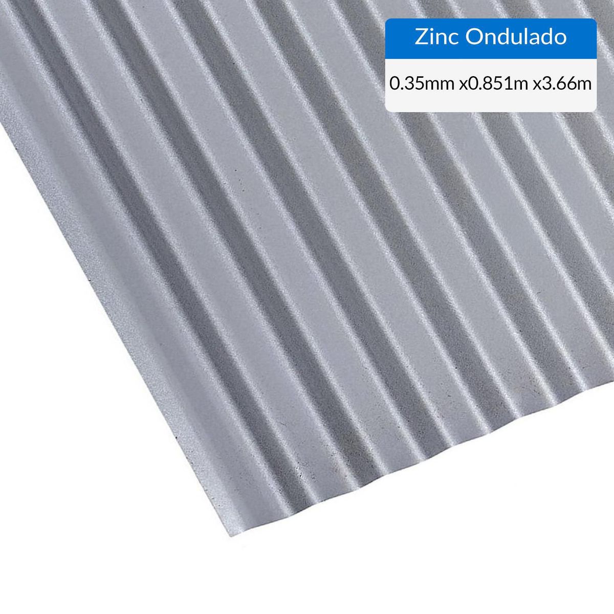 GENERICO - Plancha Recubrimiento Zinc 0.35mm 85.1x366 cm AZM80