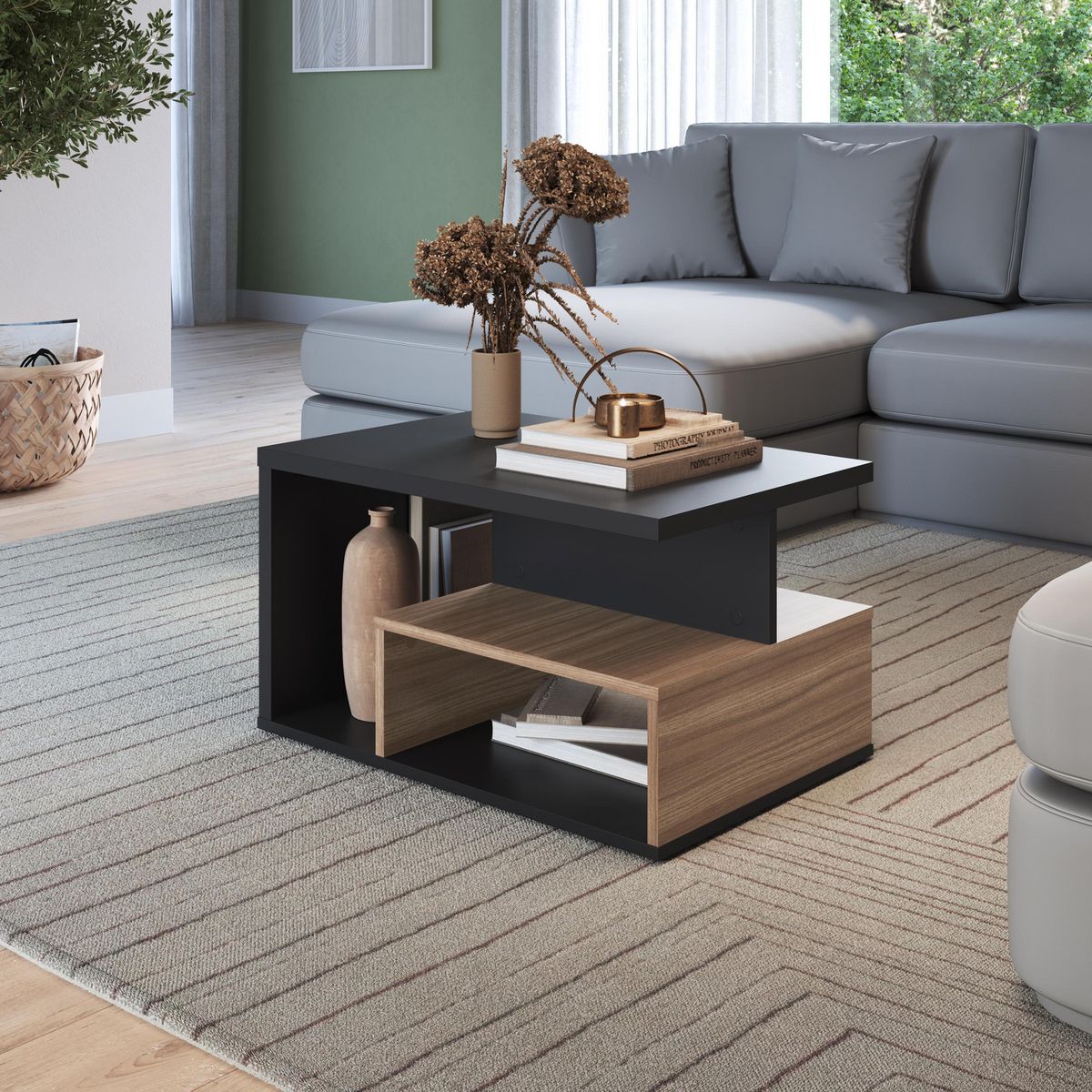 BE DESIGN - Mesa de centro B92.089 Negro castaño 45x67.5x37.5 cm