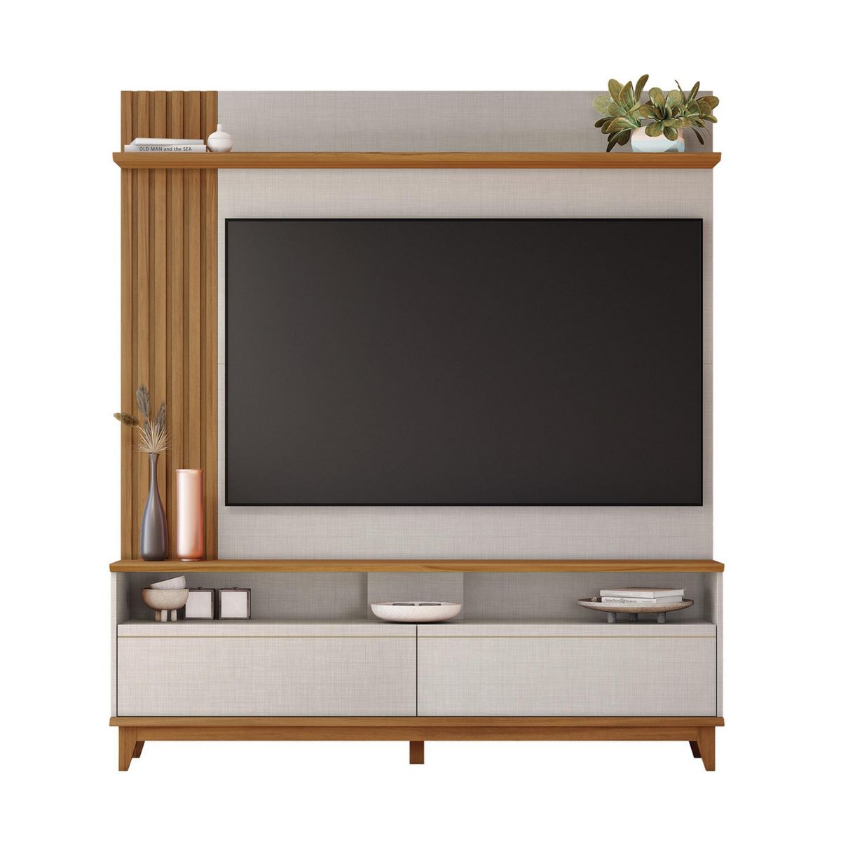 HOME MOBILI - Home TV 65 " Tanic Blanco/Cafe 163x184x38 cm
