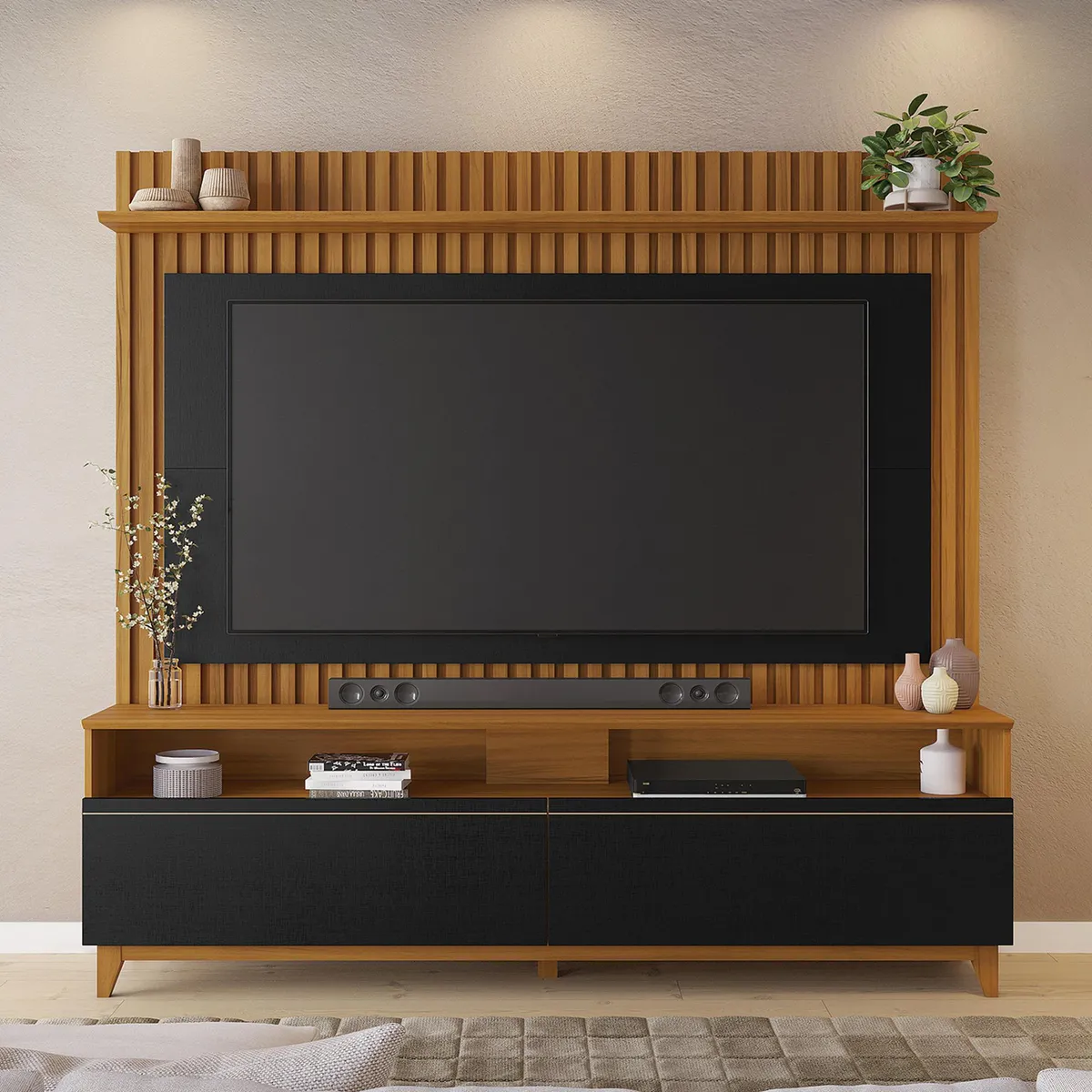 HOME MOBILI - Home TV 65 " Tenoc Cafe/Negro 183x188x38 cm
