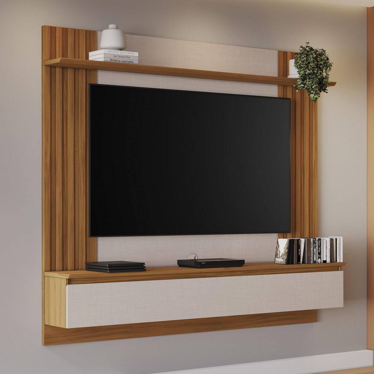 HOME MOBILI - Panel TV 65 " Atenas Café/Blanco 160x165x29 cm