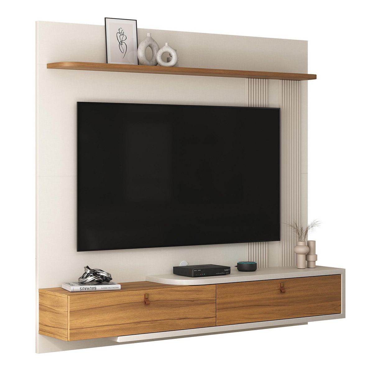 HOME MOBILI - Panel TV 65 " Nepal Blanco/café 161.6x151.6x31.5 cm