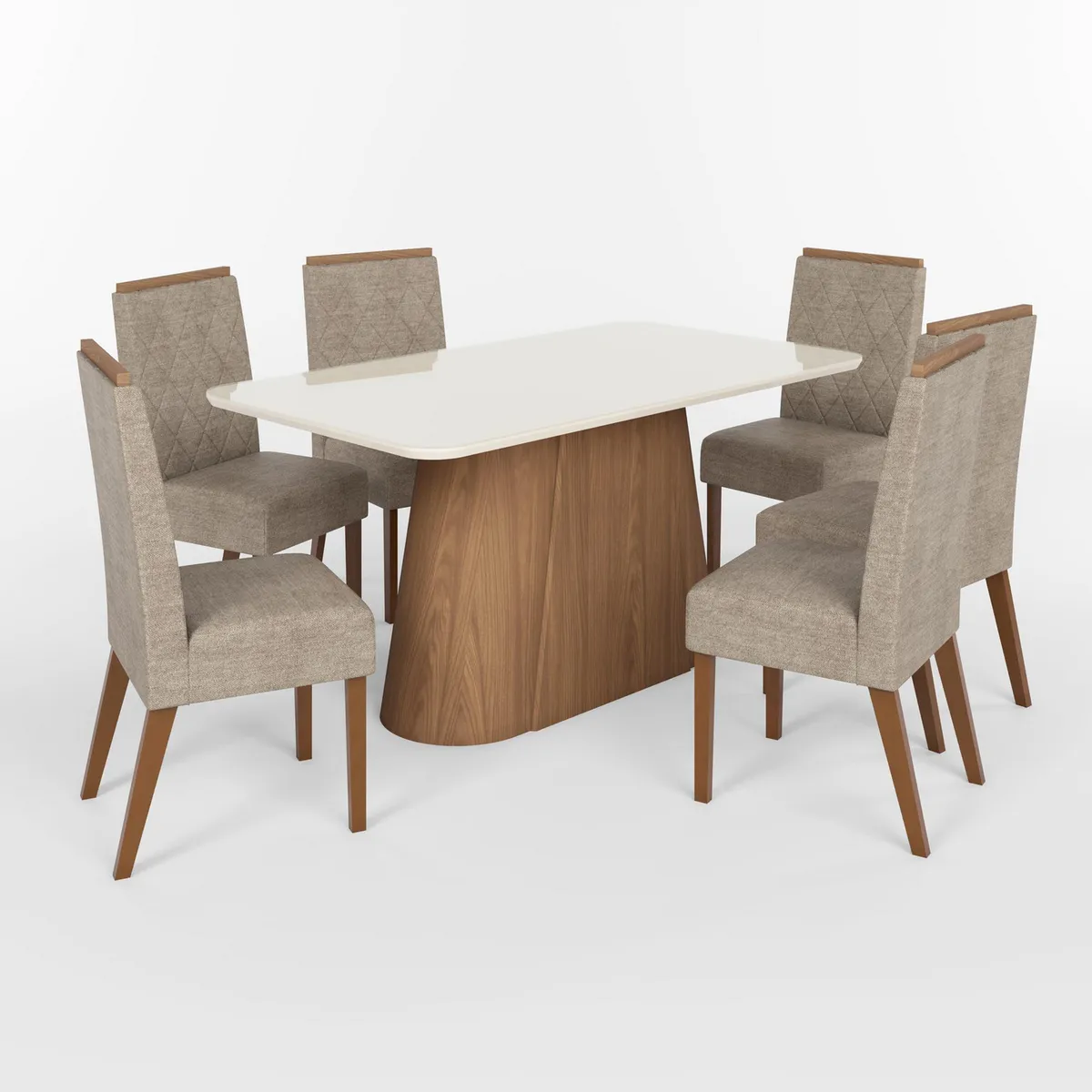 HOME MOBILI - Juego de comedor Vera 6 Sillas Mesa Rectangular 77,5X114,5X50 Café/blanco