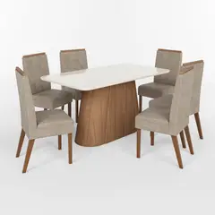 HOME MOBILI - Juego de comedor Vera 6 Sillas Mesa Rectangular 77,5X114,5X50 Café/blanco