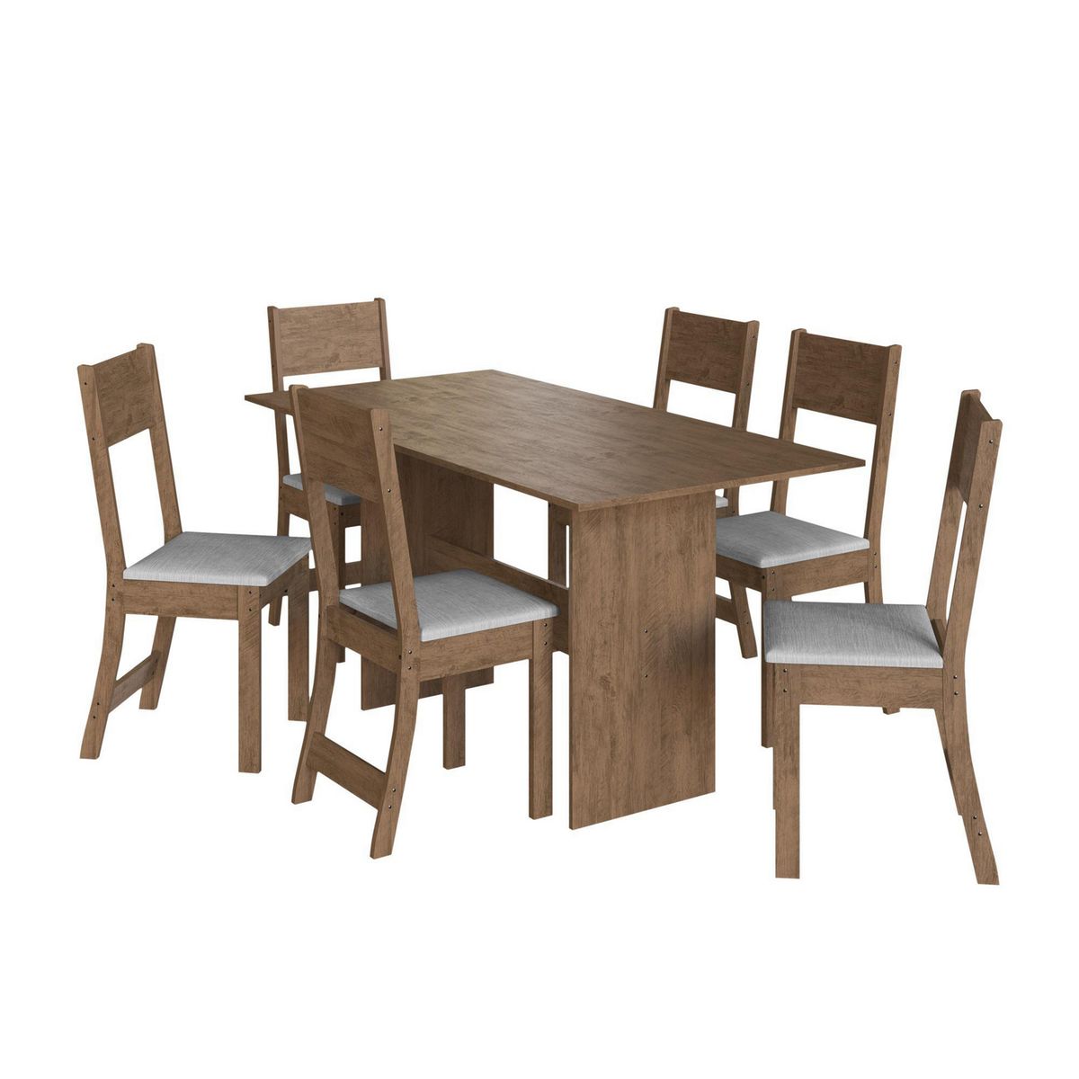 HOME MOBILI - Juego de comedor Kazan 6 Sillas Mesa Rectangular 78x150x76 cm Café