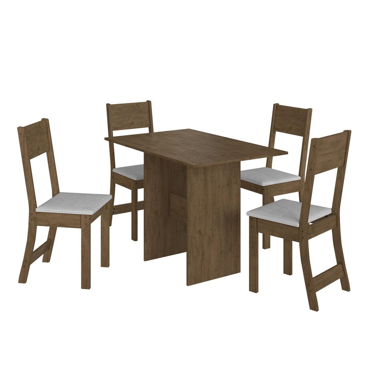 HOME MOBILI - Juego de comedor Kabul 4 Sillas Mesa Rectangular 78x108x68 cm Café