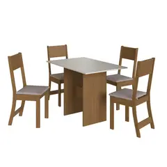 HOME MOBILI - Juego de comedor Kabul 4 Sillas Mesa Rectangular 77,5x108x68 cm Café/blanco