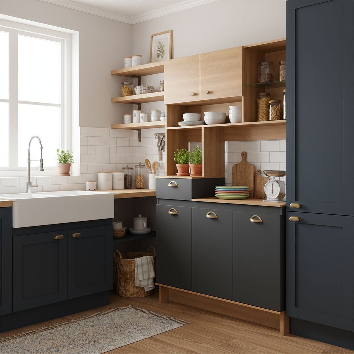 AMUV - Mueble kit cocina 112 cm grafito 5 puertas 1 cajón