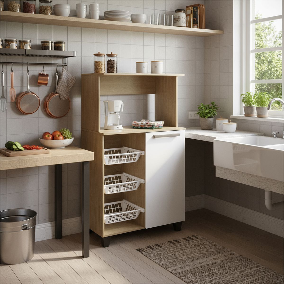 AMUV - Mueble cocina para microondas Habana con frutera 115x68x38