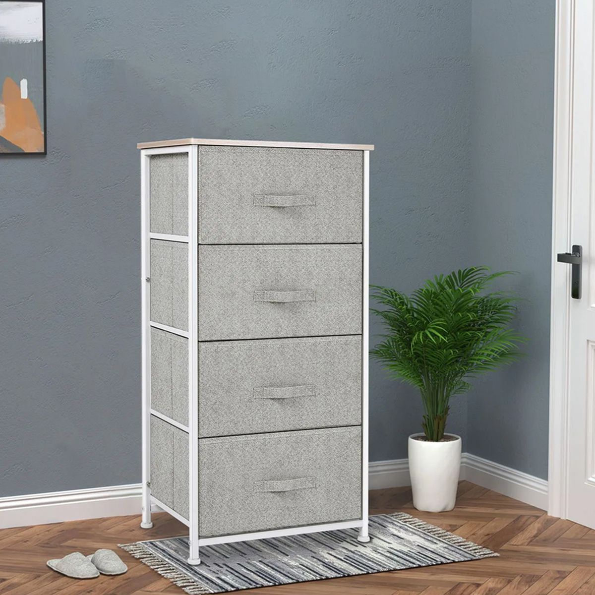 PRO OUTDOOR - Cajonera de Tela 4 Cajones con Estructura Metálica 45.1x94x30.5 cm