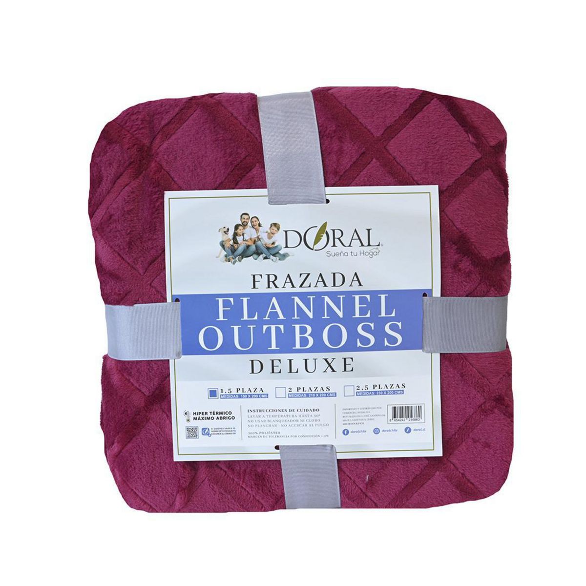 DORAL - Frazada Deluxe 1.5 plazas Guinda