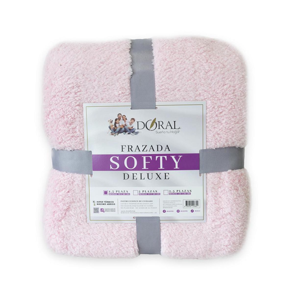 DORAL - Frazada Deluxe 1.5 plazas Rosado