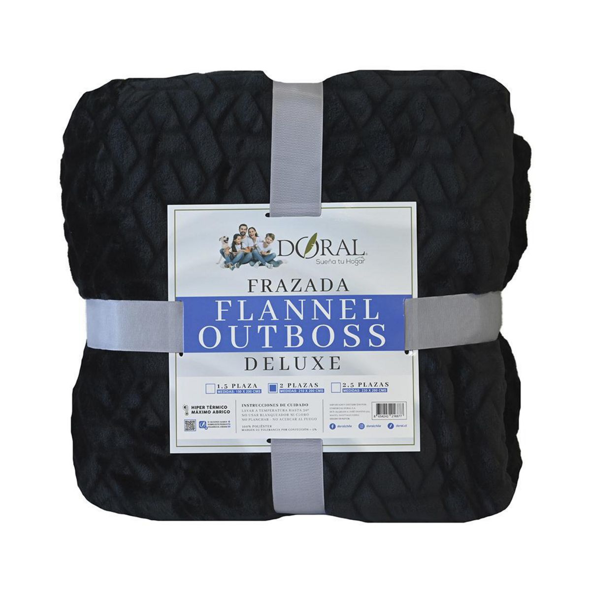 DORAL - Frazada Deluxe 2 plazas Negro