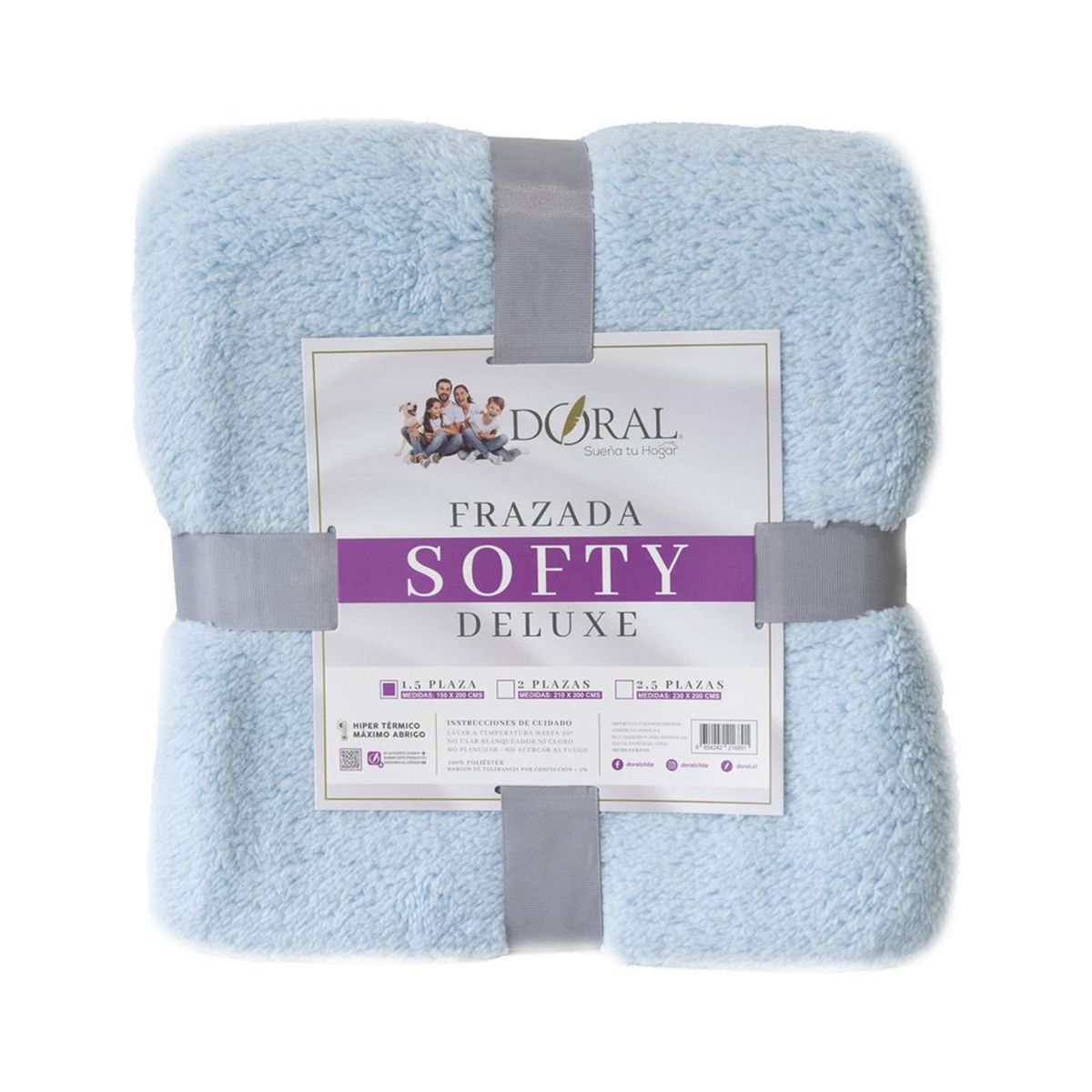 DORAL - Frazada Deluxe 1.5 plazas Celeste