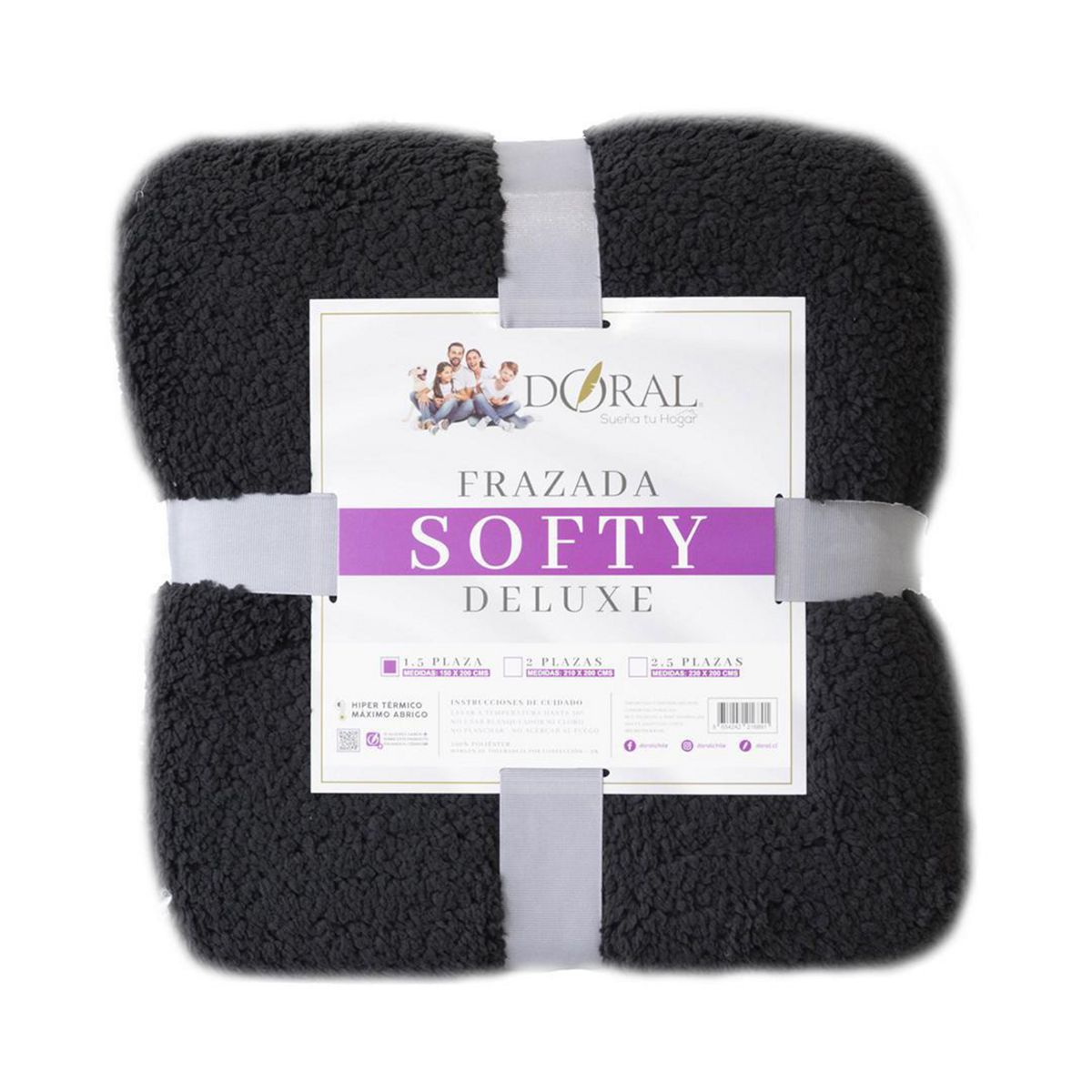 DORAL - Frazada Deluxe 1.5 plazas Negro