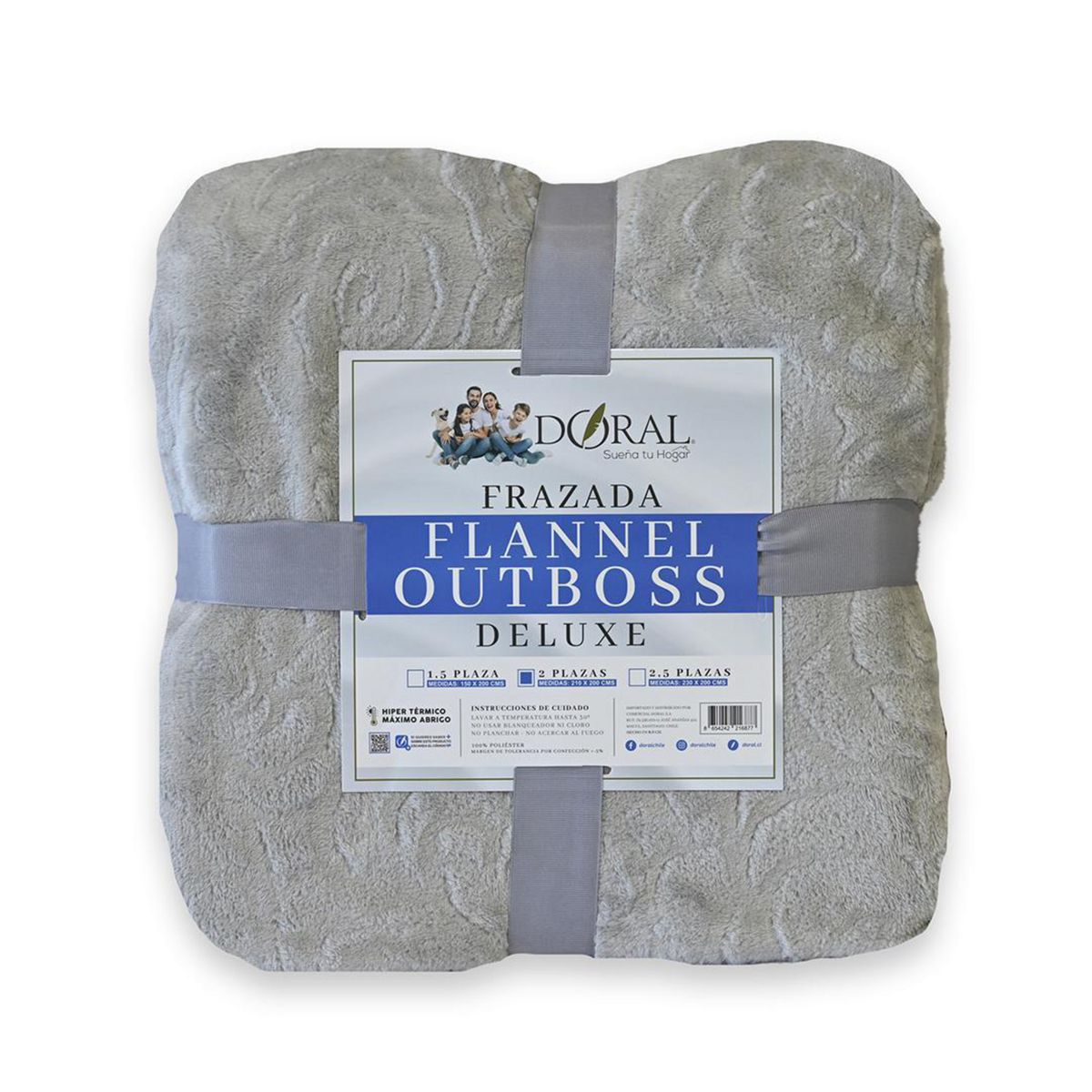 DORAL - Frazada Deluxe 2 plazas Gris