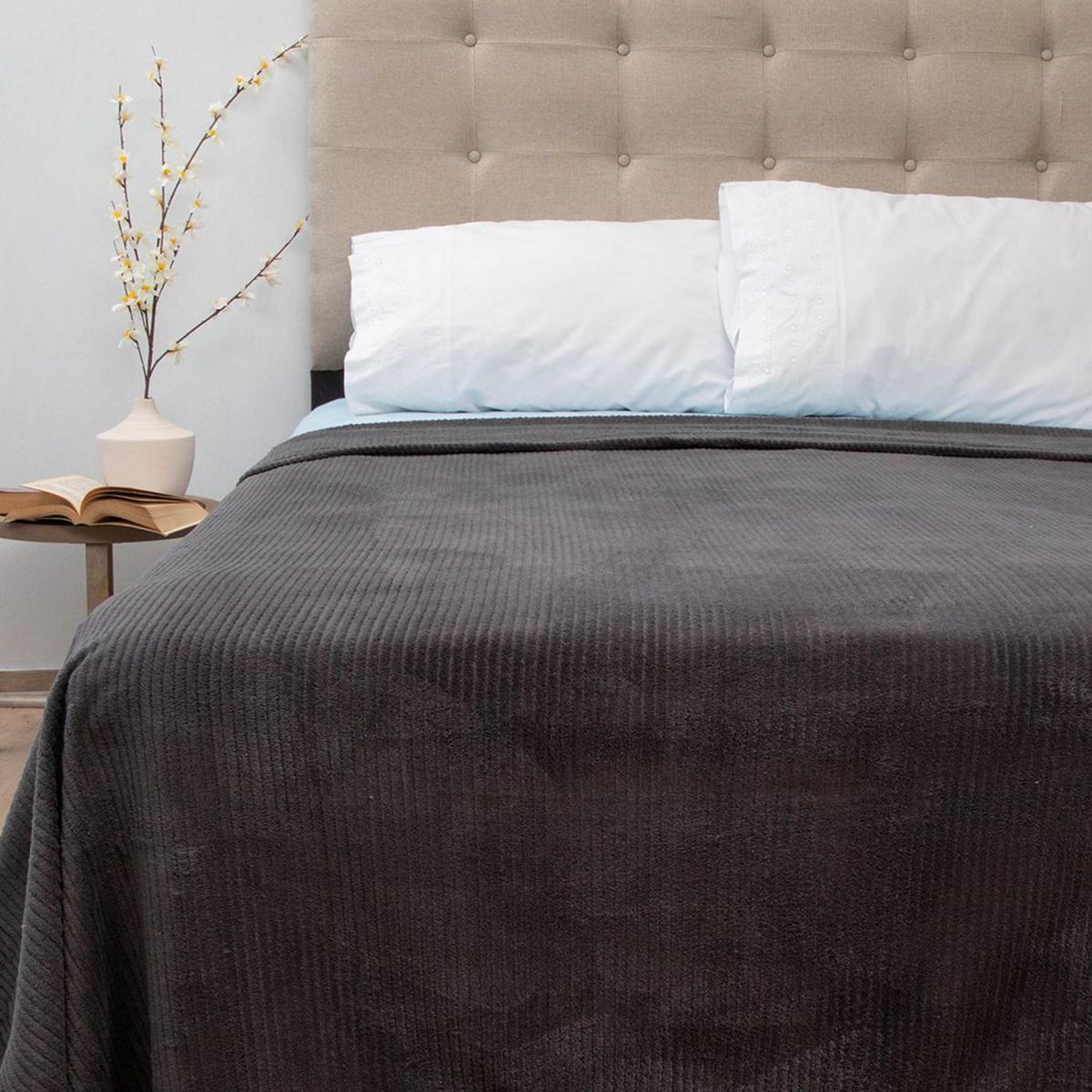 DORAL - Frazada Deluxe 2 plazas Gris Oscuro