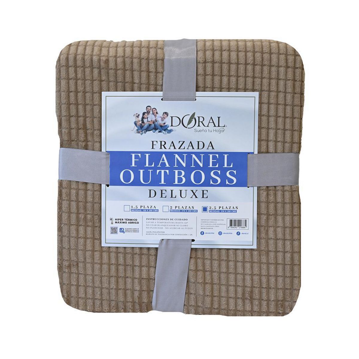 DORAL - Frazada Deluxe 2 plazas Café