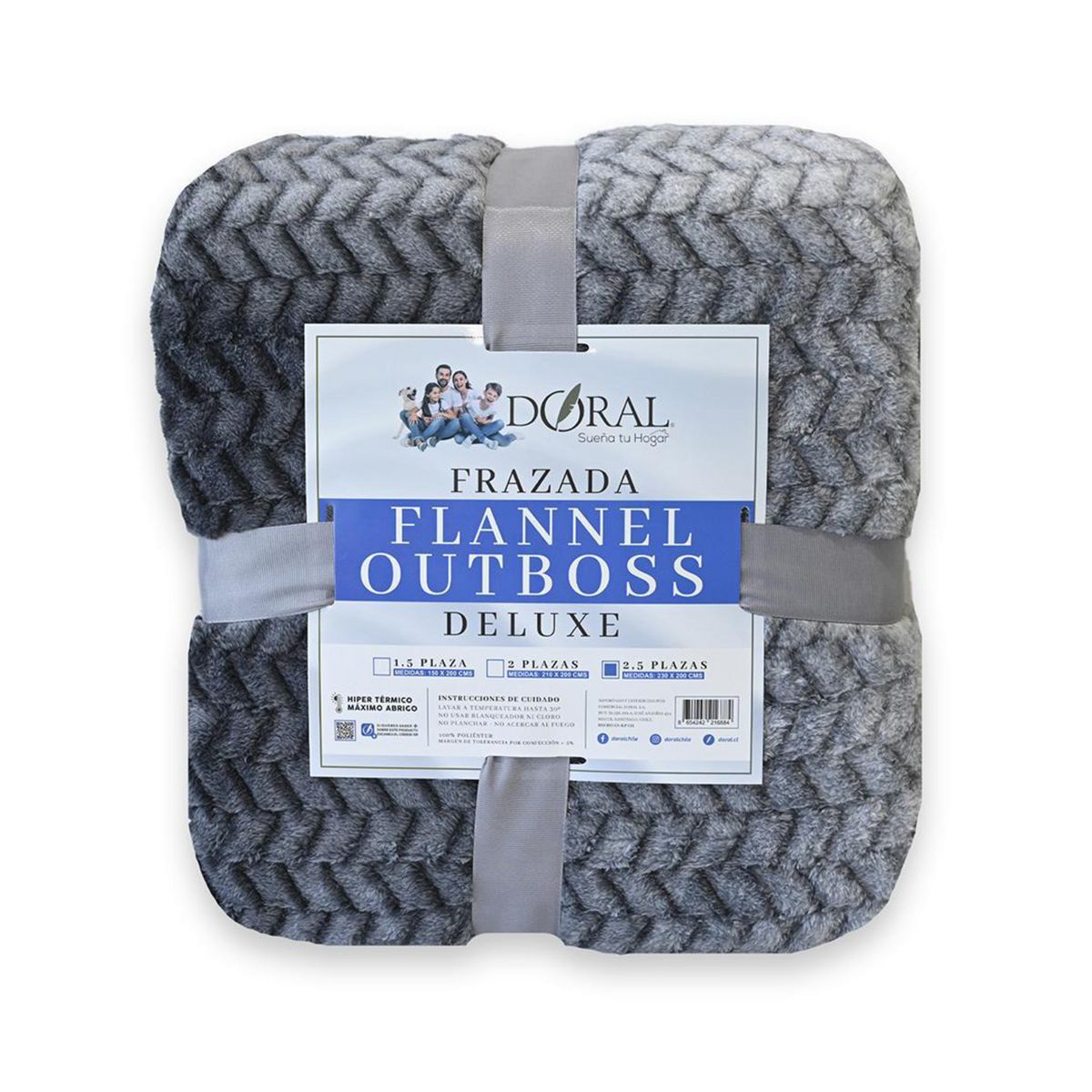 DORAL - Frazada Deluxe 2 plazas Gris