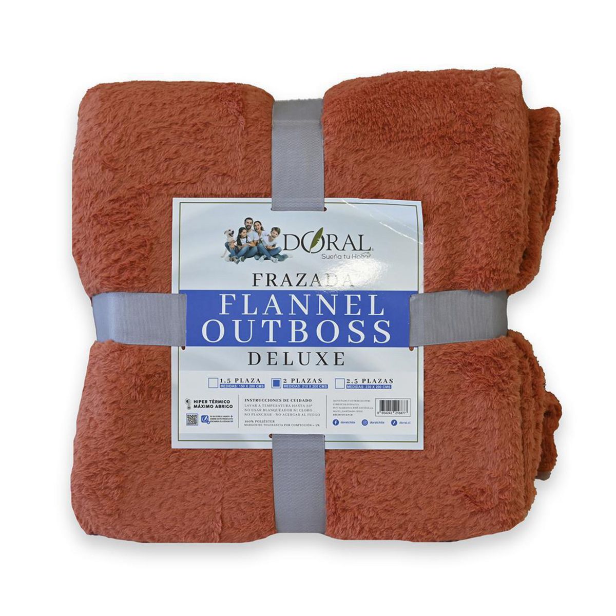 DORAL - Frazada Deluxe 2 plazas Salmon