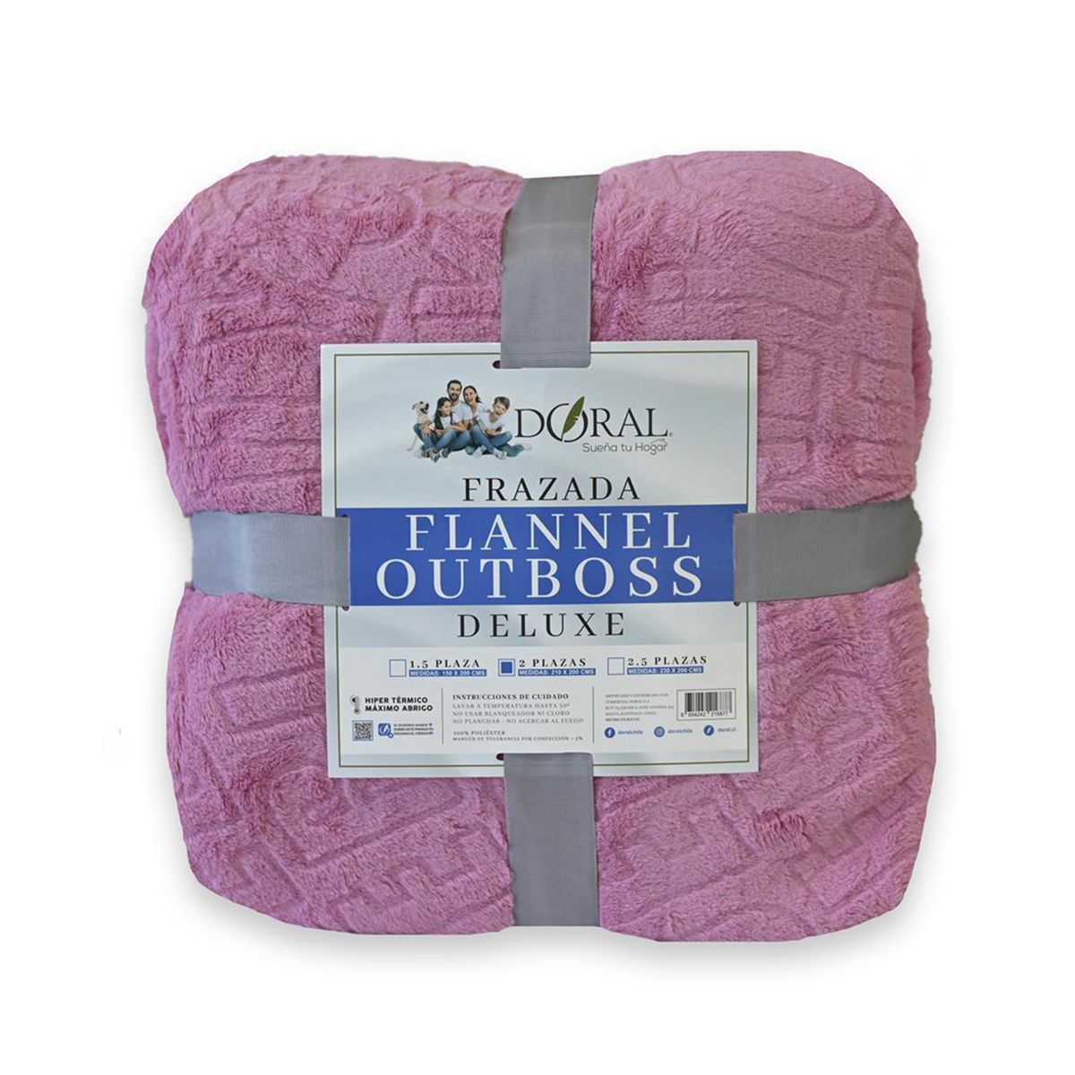 DORAL - Frazada Deluxe 2 plazas Fucsia