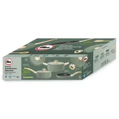 ILKO - Batería de Cocina 7 Piezas Aluminio Reciclado Verde