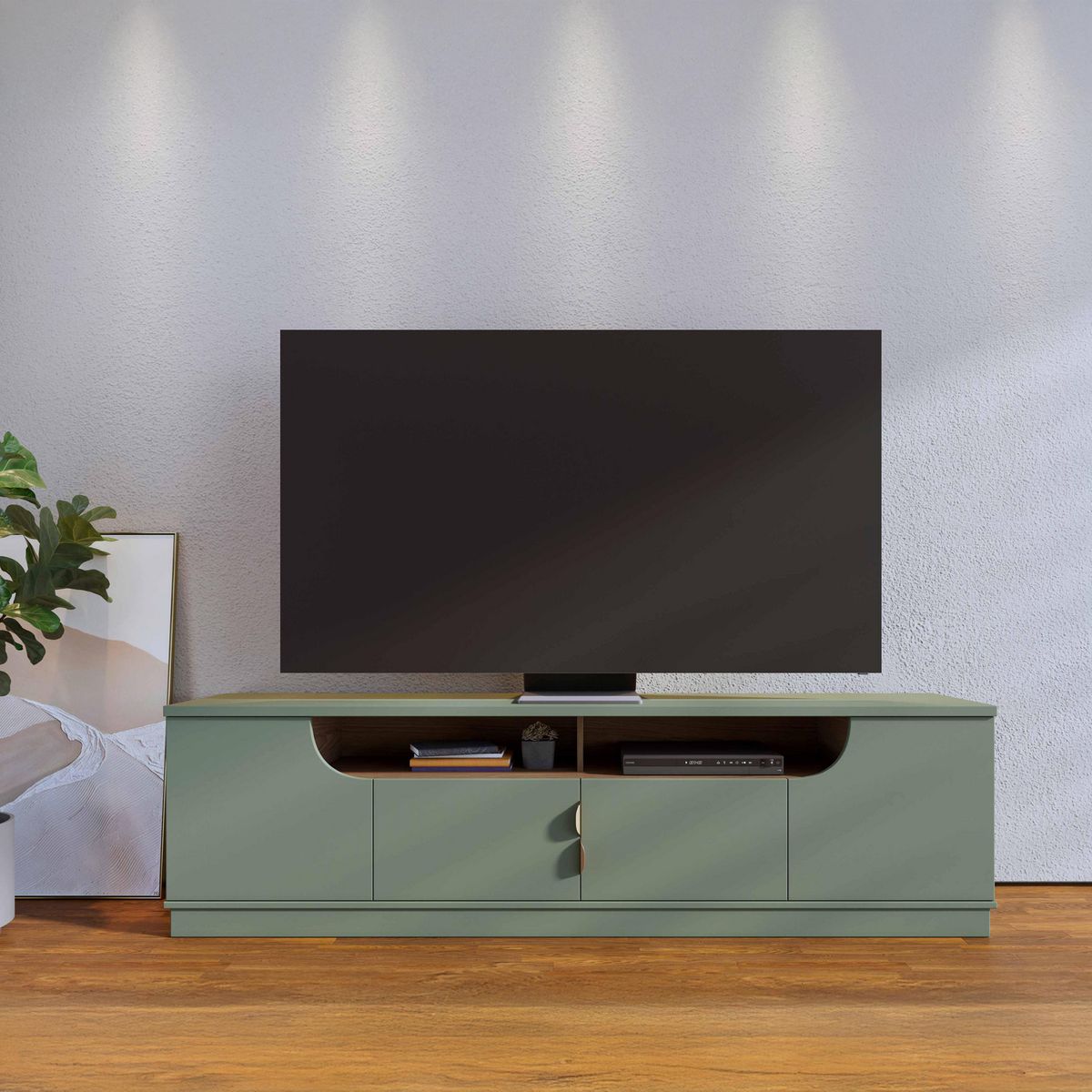 DI PORETTI - Rack TV 75 " Santorini Verde 200x55.8x38 cm