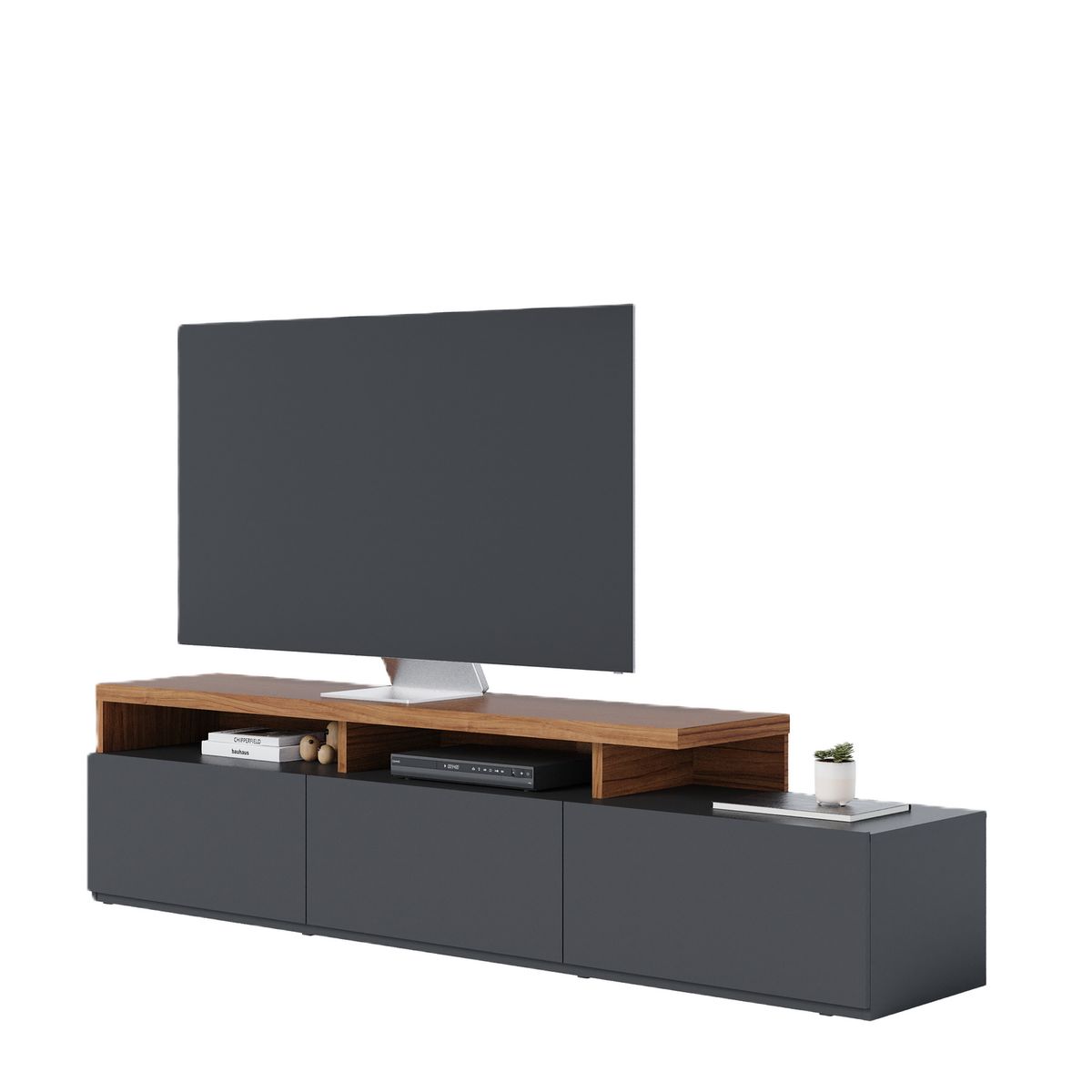 DI PORETTI - Rack TV 70 pulgadas Logan Negro 210x50.6x45.3 cm