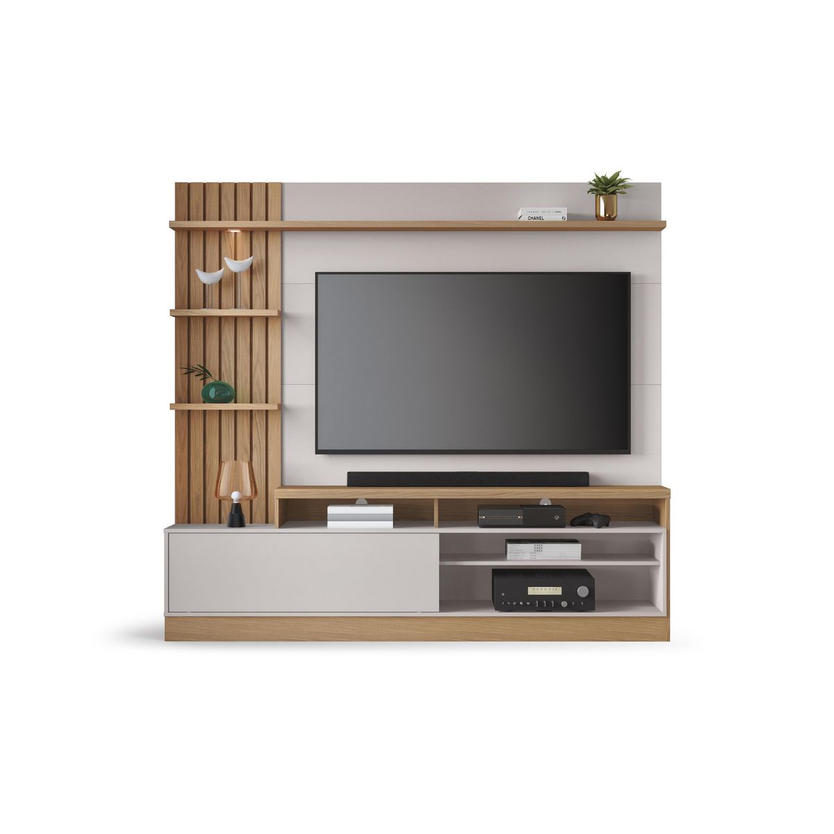 DI PORETTI - Home TV 65 " Macejo Café/Blanco 200x185.3x40.8 cm