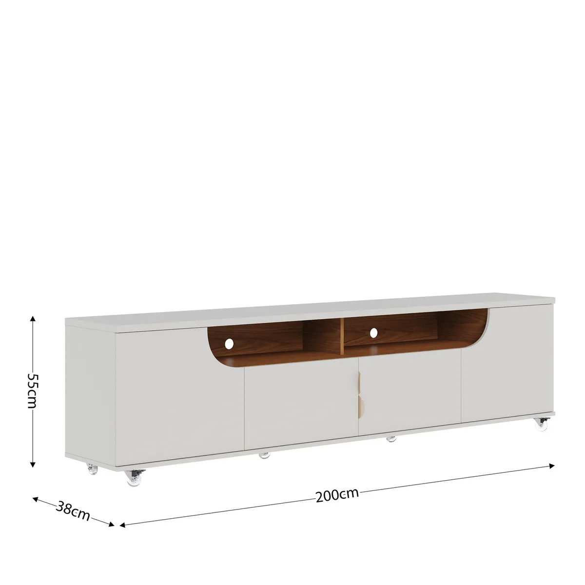 DI PORETTI - Rack TV 75 " Santorini Blanco 200x55.8x38 cm