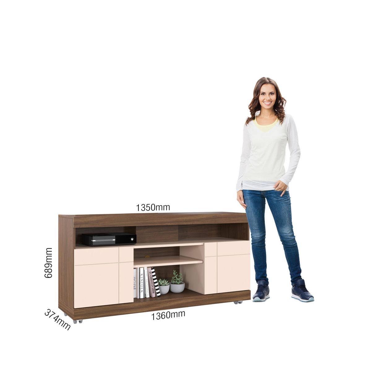 DI PORETTI - Rack TV 47 " Yara Café 136x68.9x37.4 cm