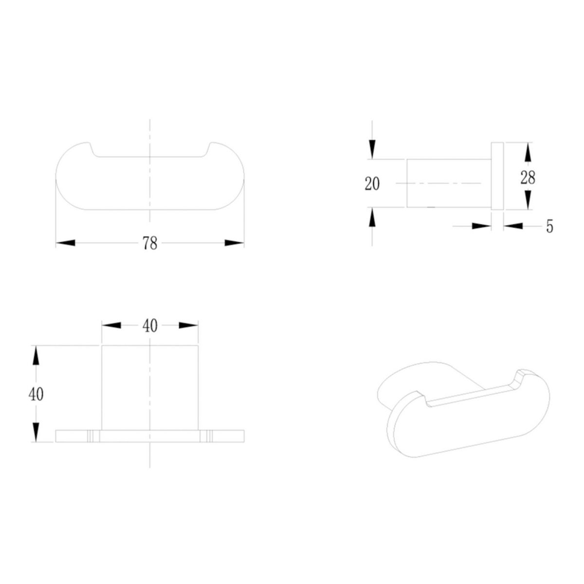 KLIPEN - Percha de baño doble blanco mate