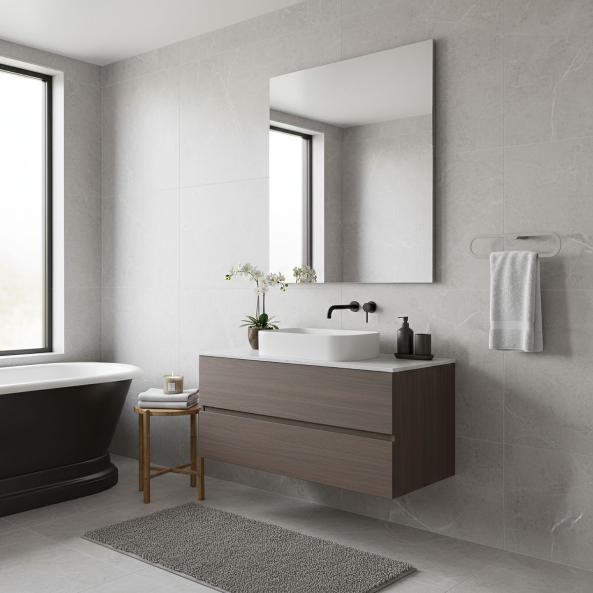 KLIPEN - Toallero de baño ovalado gun grey