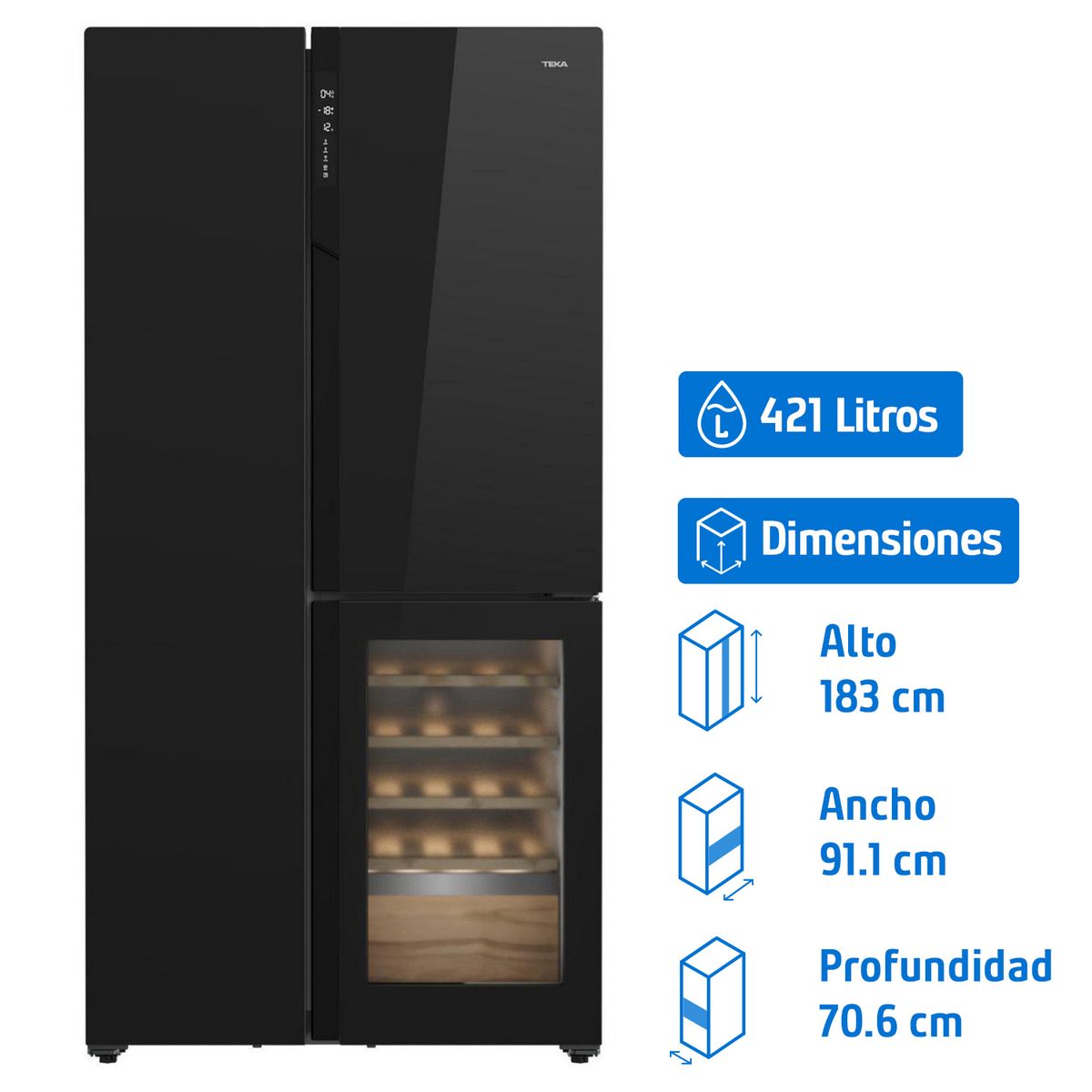 TEKA - Refrigerador 2 Puertas Side by Side No Frost 421 Litros Negro RLF 85950